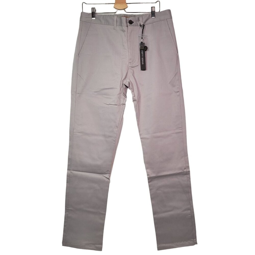 Nifty Genius Men's Gray Straight Leg Flat Front Chino Casual Pants Size 34